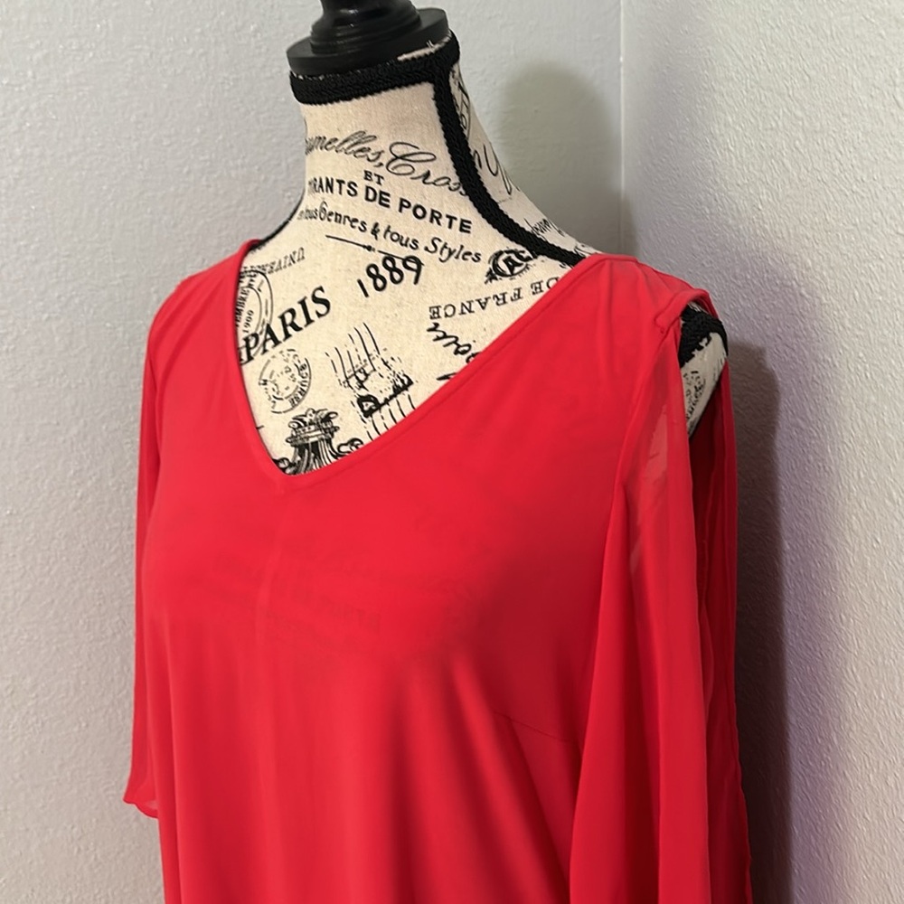 Flutter Sleeve Coral Dress Dress Barn Size 12 - Picture 2 of 8